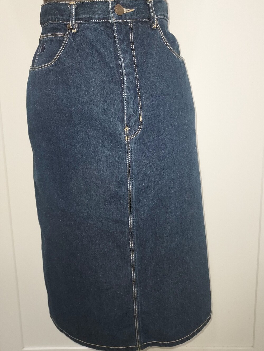 Gloria Vandebilt Blue Denim High Waisted Pencil Skirt